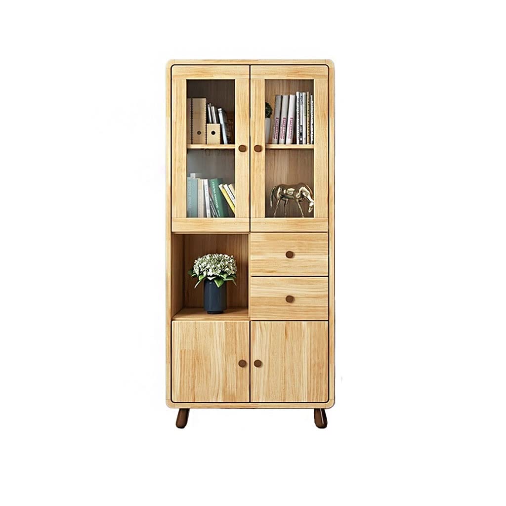 Bookcase with Glass Doors & Storage Cabinet