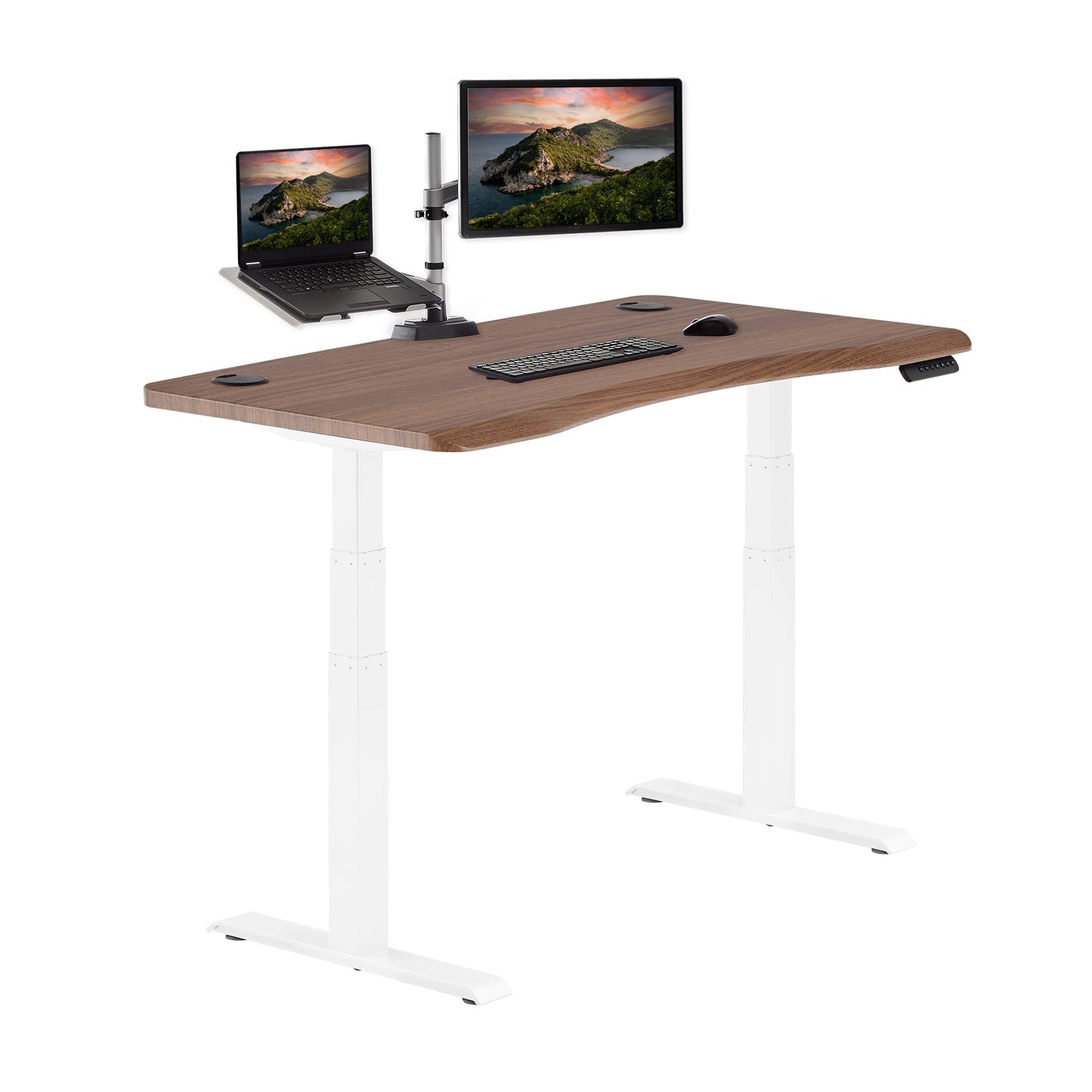 Electric Standing Desk with Ergonomic Curved Top