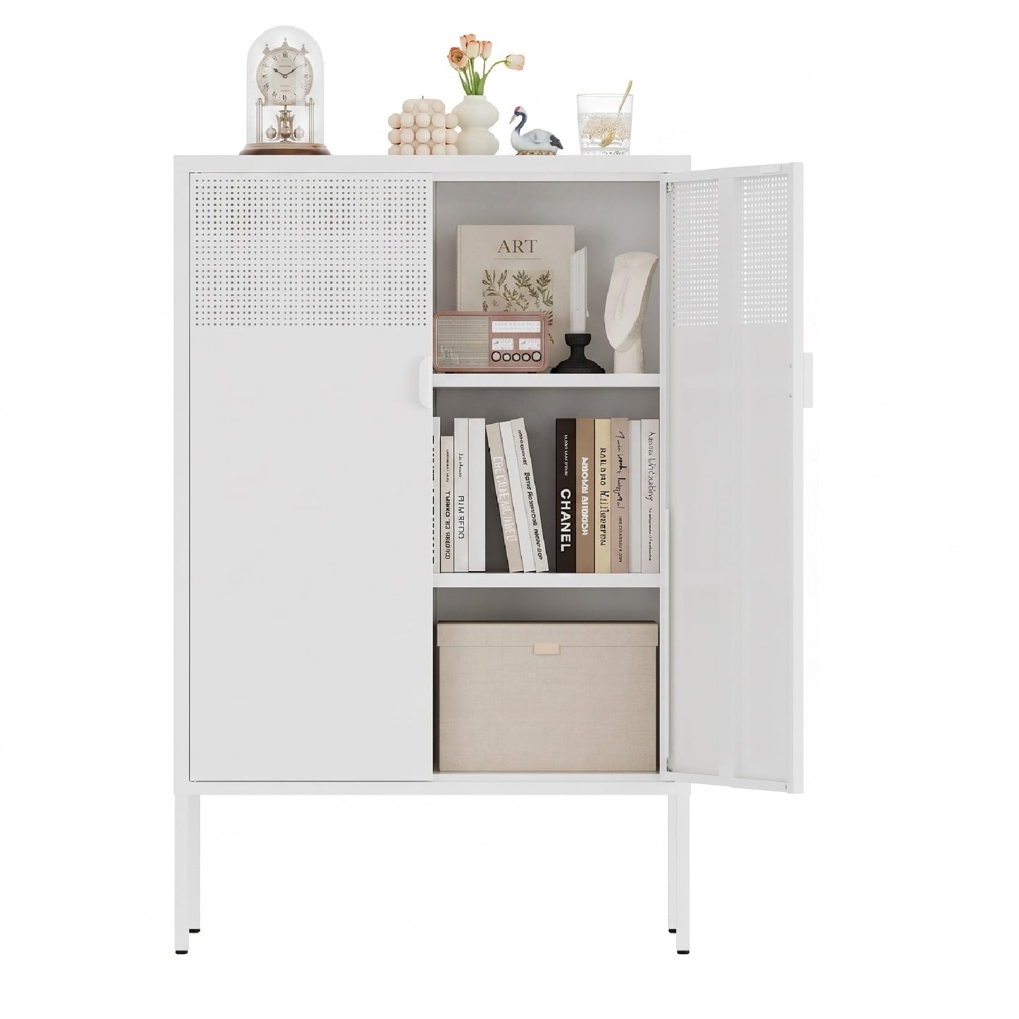 Metal Storage Cabinet with Mesh Doors