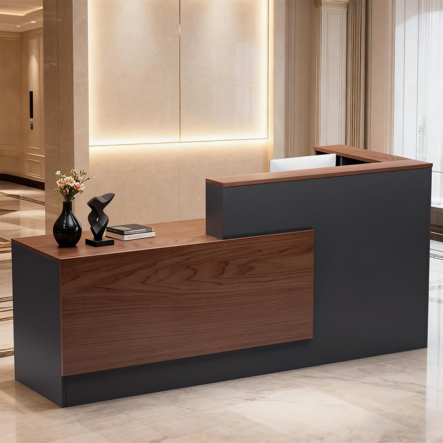 Large L-Shaped Reception Desk with Lockable Storage