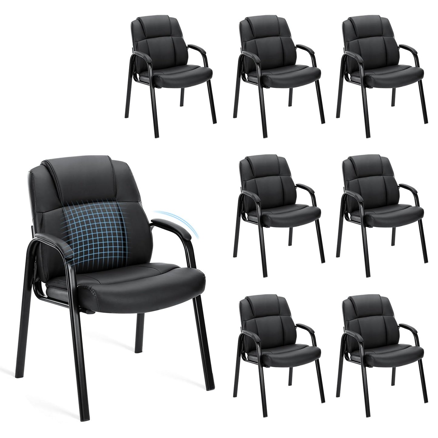 Leather Reception Guest Chair with Padded Arms