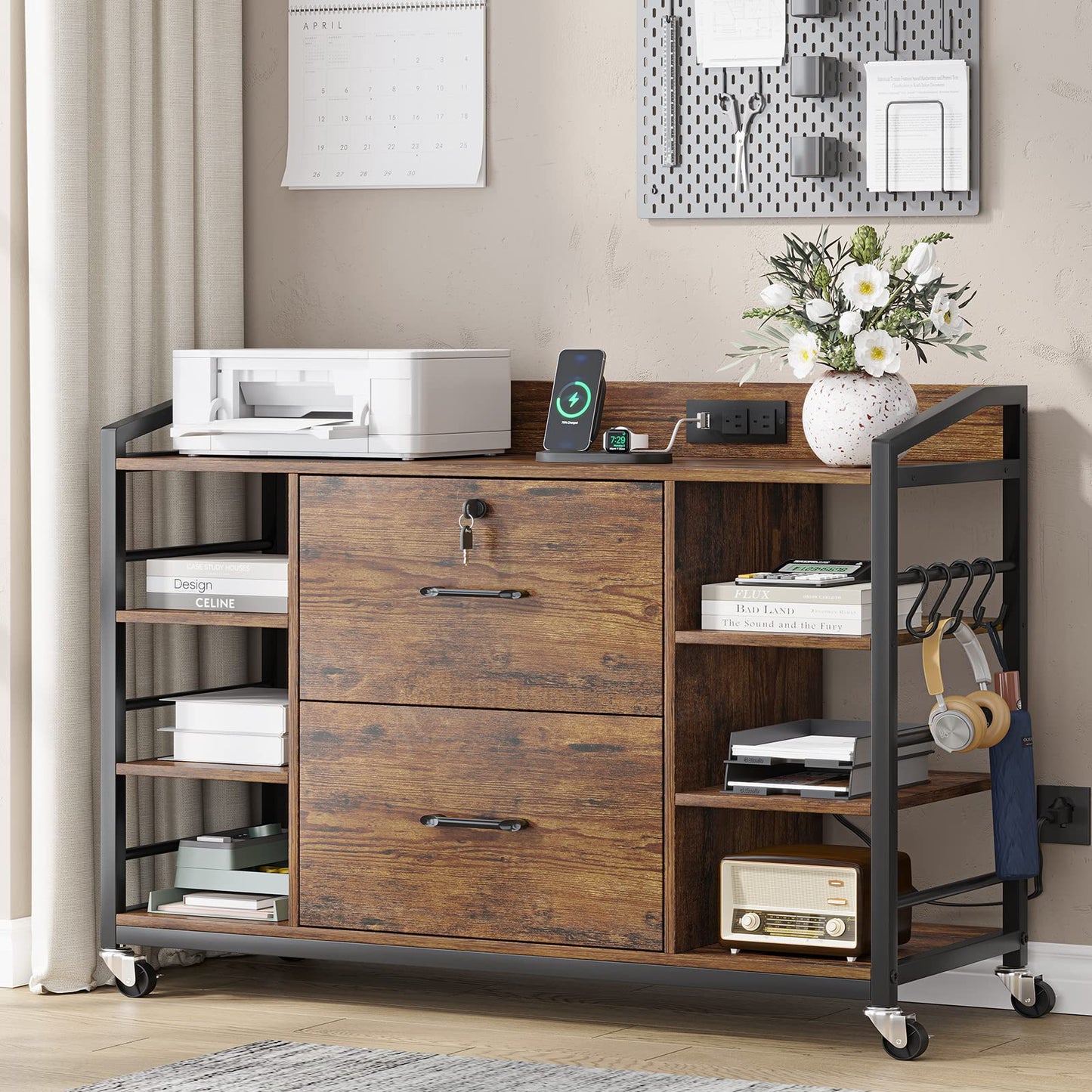 2-Drawer File Cabinet with Adjustable Shelves