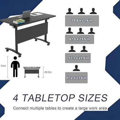 Modular Mobile Conference Table with Flip Top