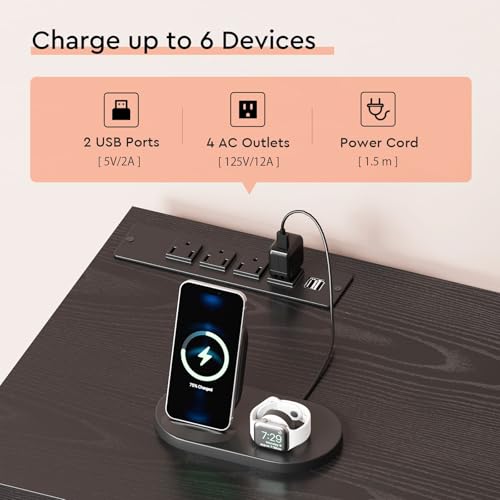6-Drawer Rolling File Cabinet with Charging Station