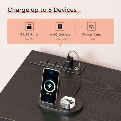 6-Drawer Rolling File Cabinet with Charging Station