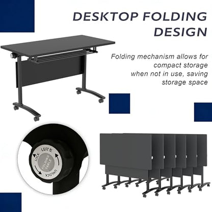Modular Mobile Conference Table with Flip Top