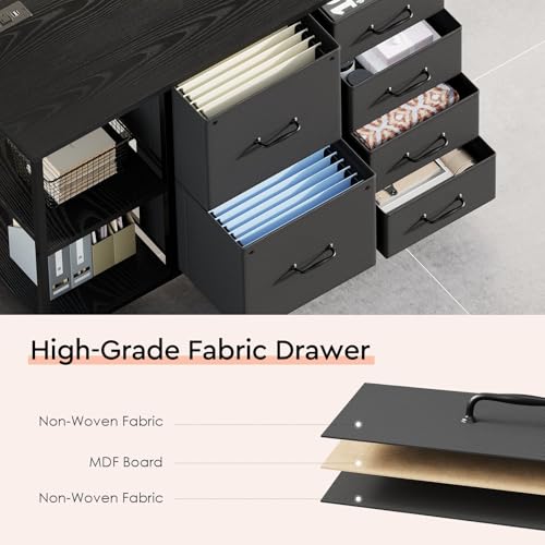 6-Drawer Rolling File Cabinet with Charging Station