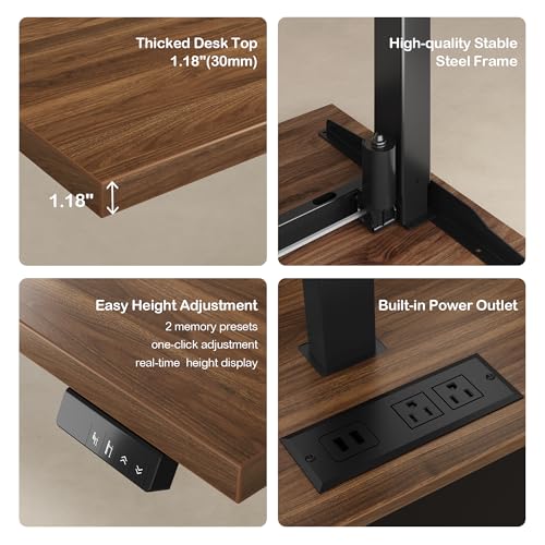 L-Shaped Standing Desk with File Cabinet & USB Power