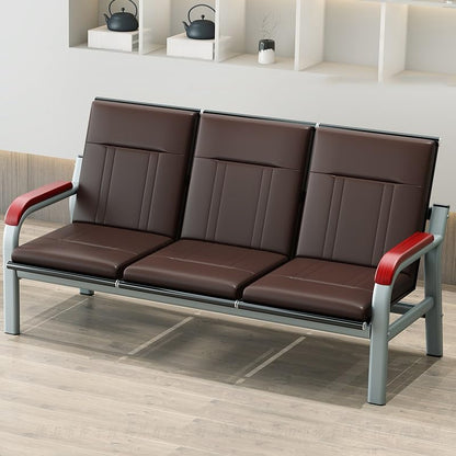 3-Seat Reception Sofa with Wooden Armrests