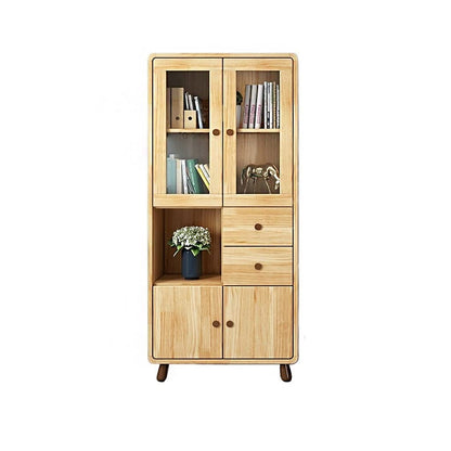 Bookcase with Glass Doors & Storage Cabinet