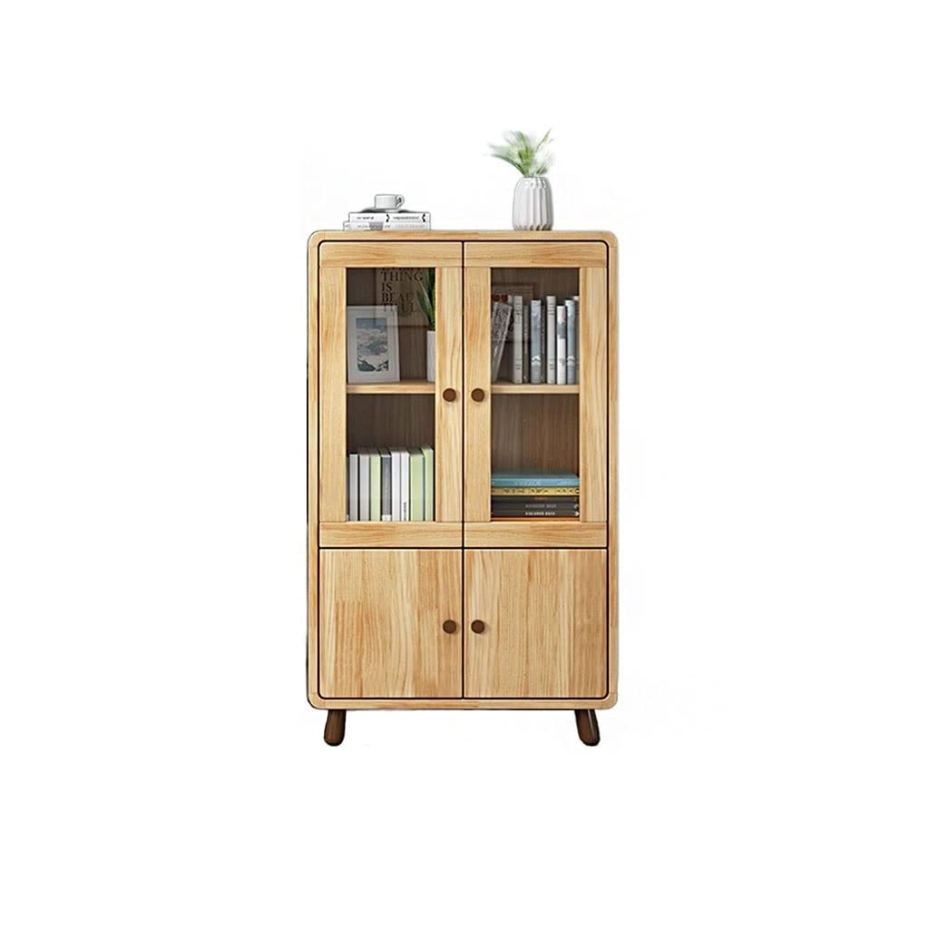 Bookcase with Glass Doors & Storage Cabinet
