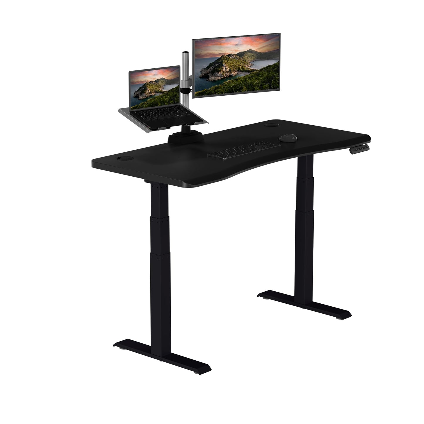 Electric Standing Desk with Ergonomic Curved Top
