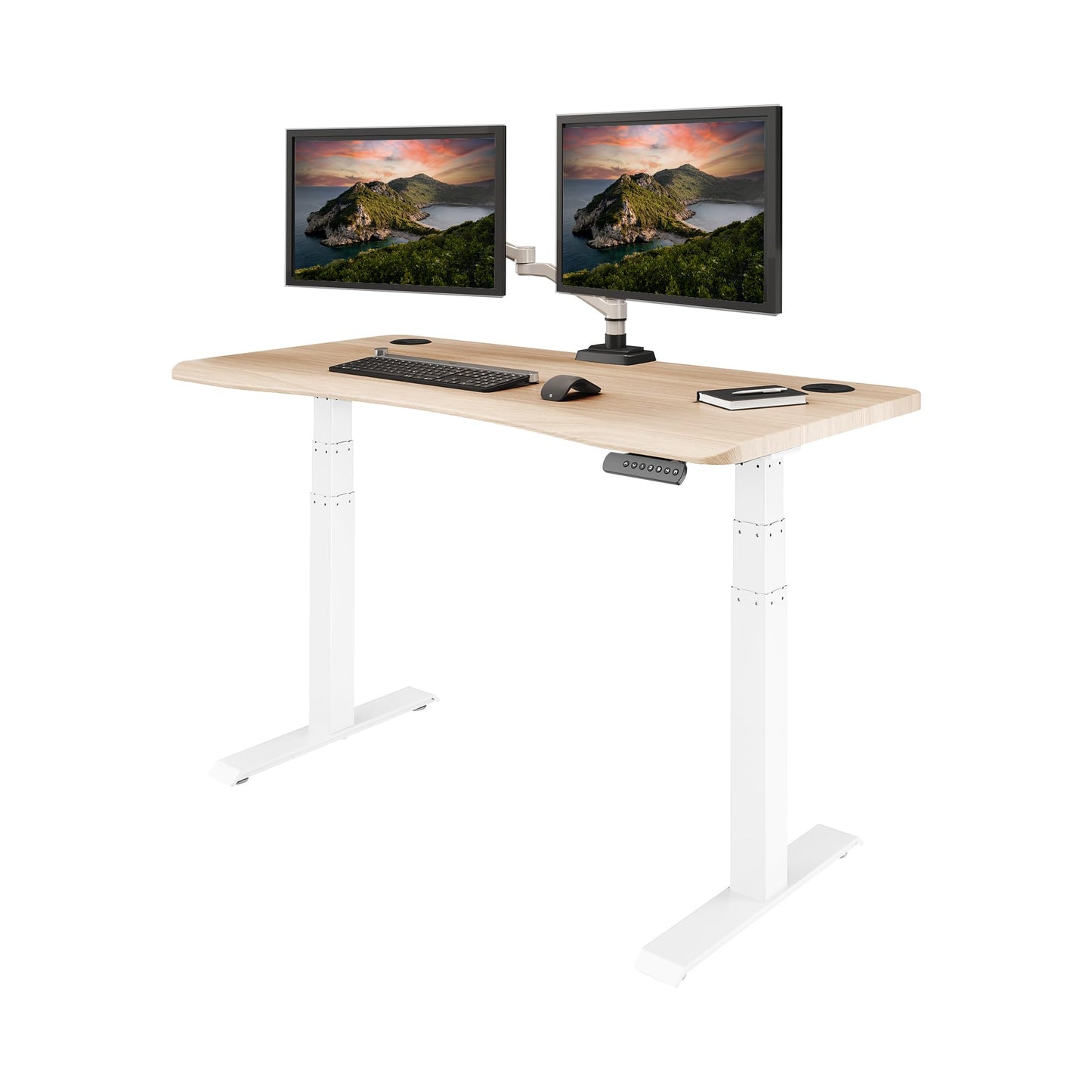 Electric Standing Desk with Ergonomic Curved Top