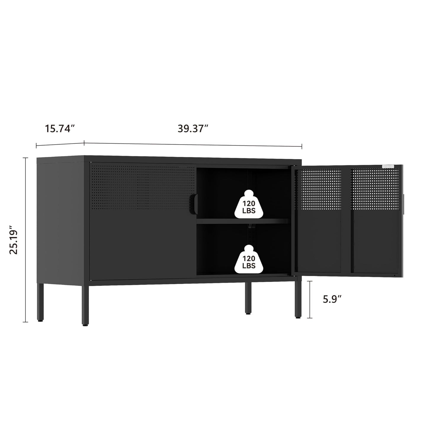 Metal Storage Cabinet with Mesh Doors