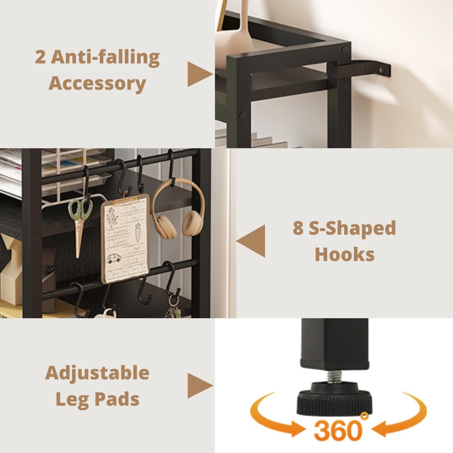 2-Drawer File Cabinet with Power Outlet & Storage Shelves