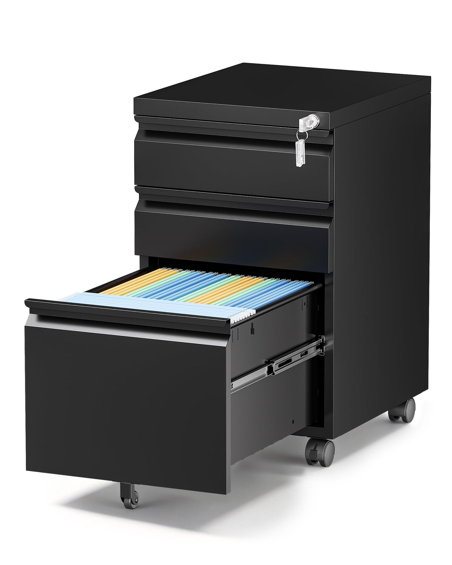 Mobile Lateral File Cabinet with Storage Shelves