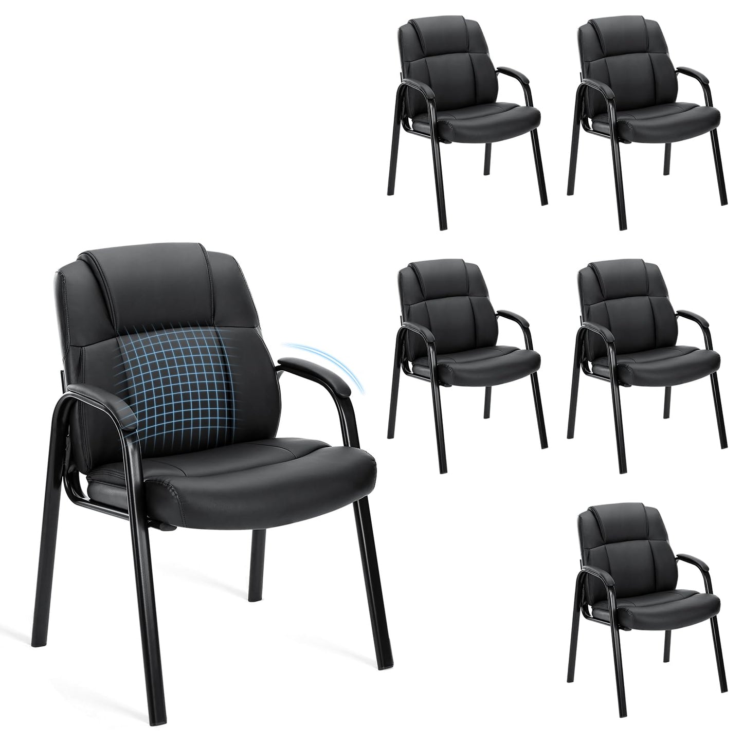 Leather Reception Guest Chair with Padded Arms