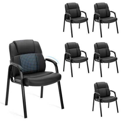 Leather Reception Guest Chair with Padded Arms