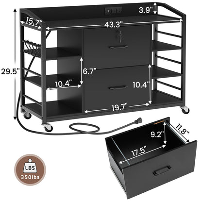 2-Drawer File Cabinet with Adjustable Shelves