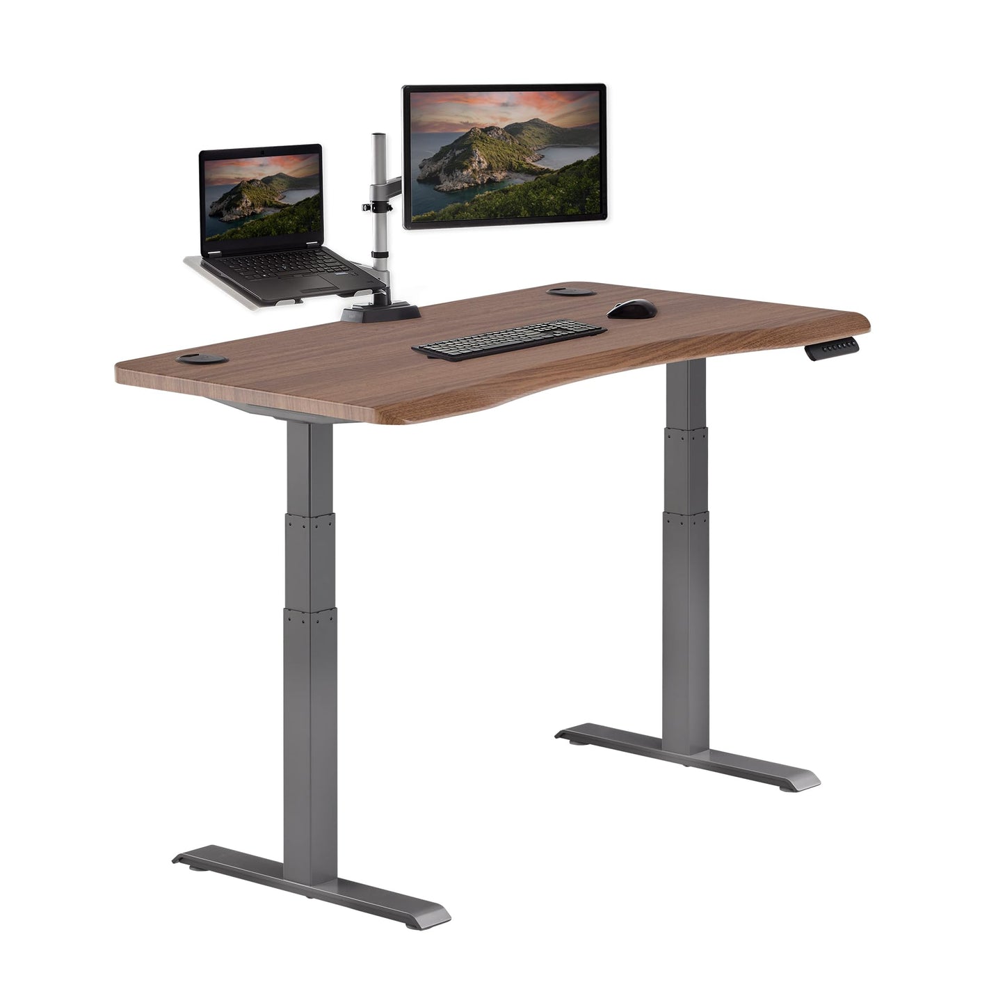 Electric Standing Desk with Ergonomic Curved Top