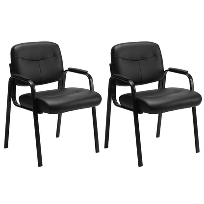 Leather Reception Guest Chair with Padded Arms