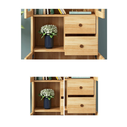 Bookcase with Glass Doors & Storage Cabinet