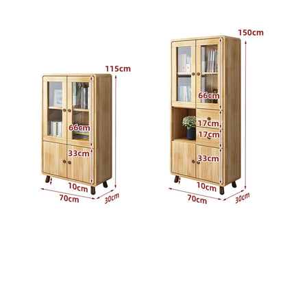 Bookcase with Glass Doors & Storage Cabinet