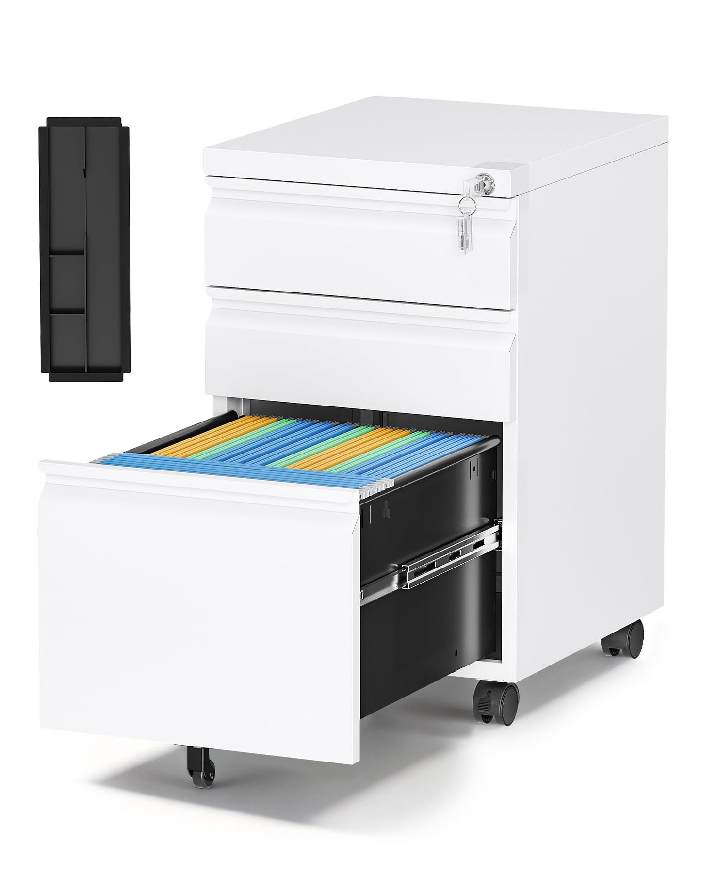 Mobile Lateral File Cabinet with Storage Shelves