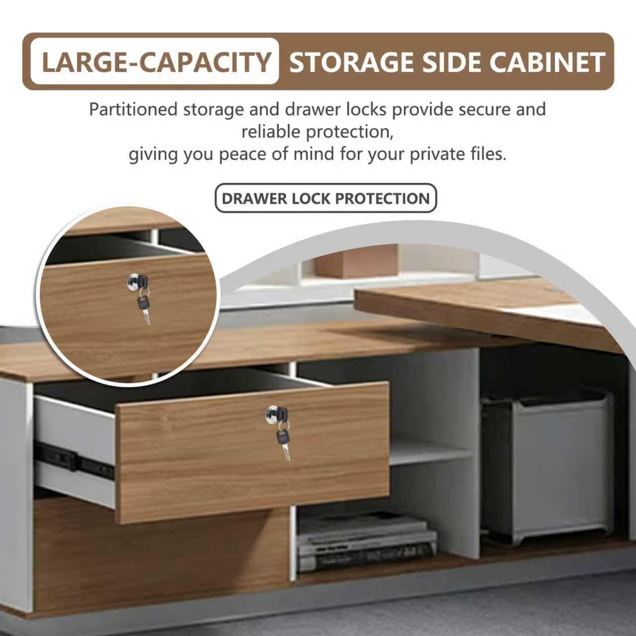 Executive L-Shaped Desk with Storage Cabinets
