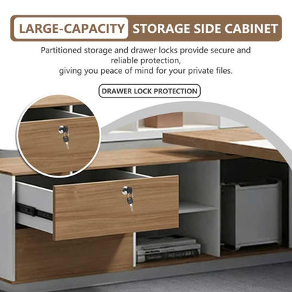 Executive L-Shaped Desk with Storage Cabinets