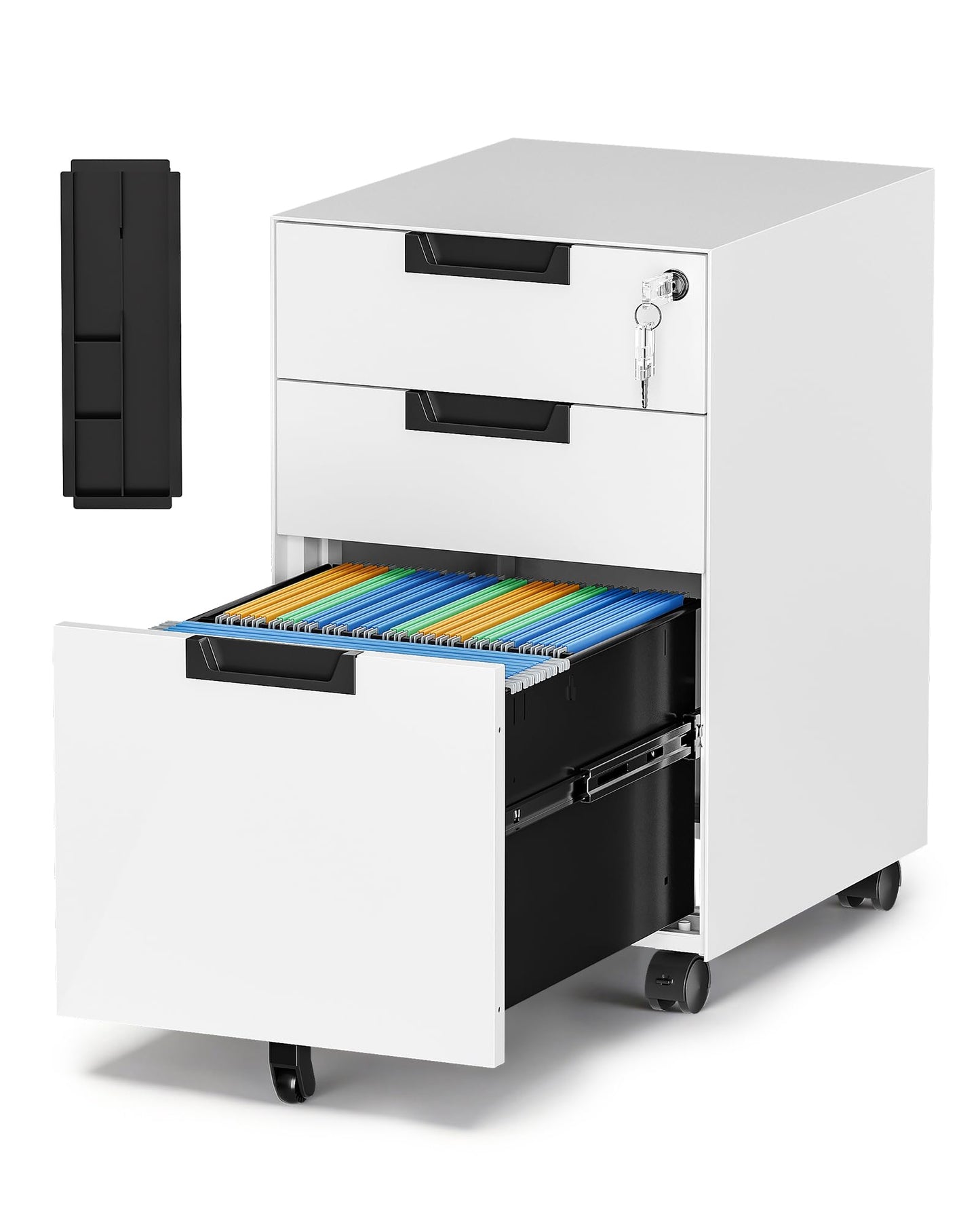 Mobile Lateral File Cabinet with Storage Shelves
