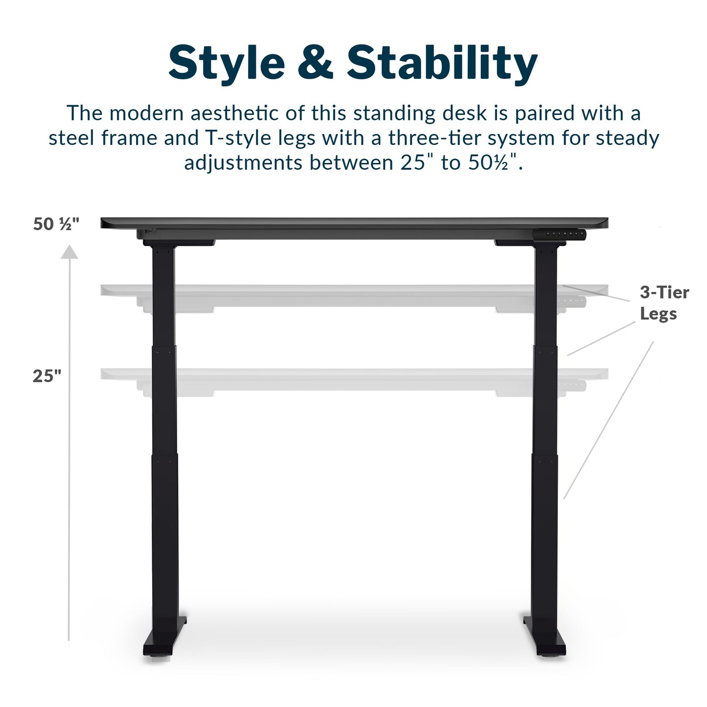 Electric Standing Desk with Ergonomic Curved Top