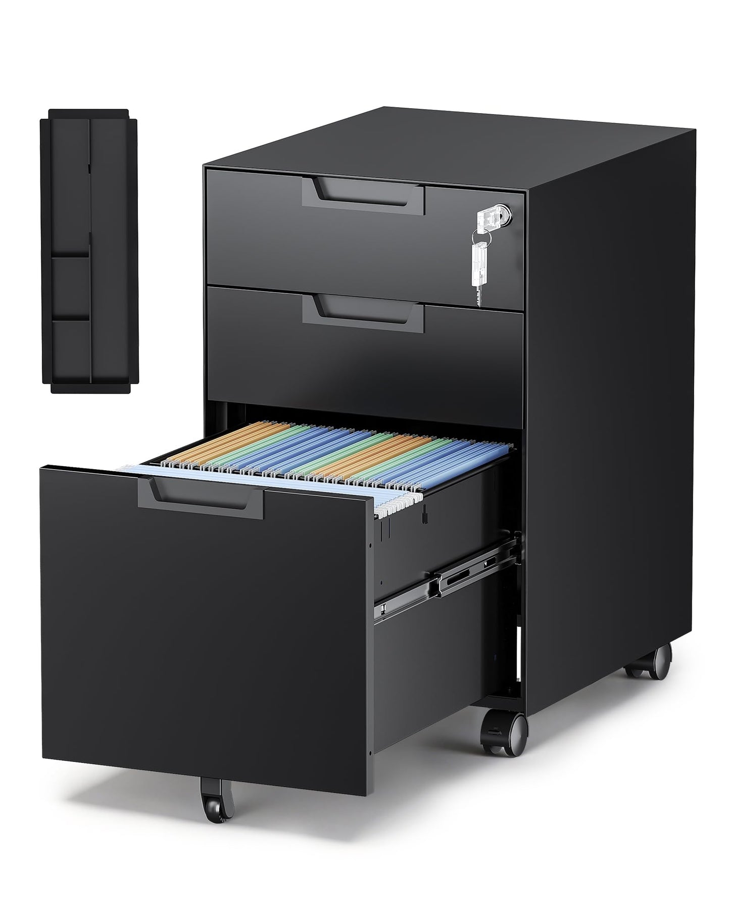 Mobile Lateral File Cabinet with Storage Shelves
