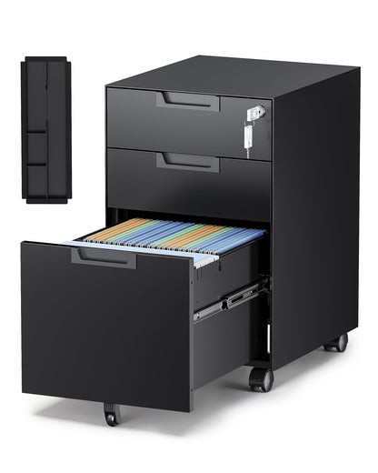Mobile Lateral File Cabinet with Storage Shelves