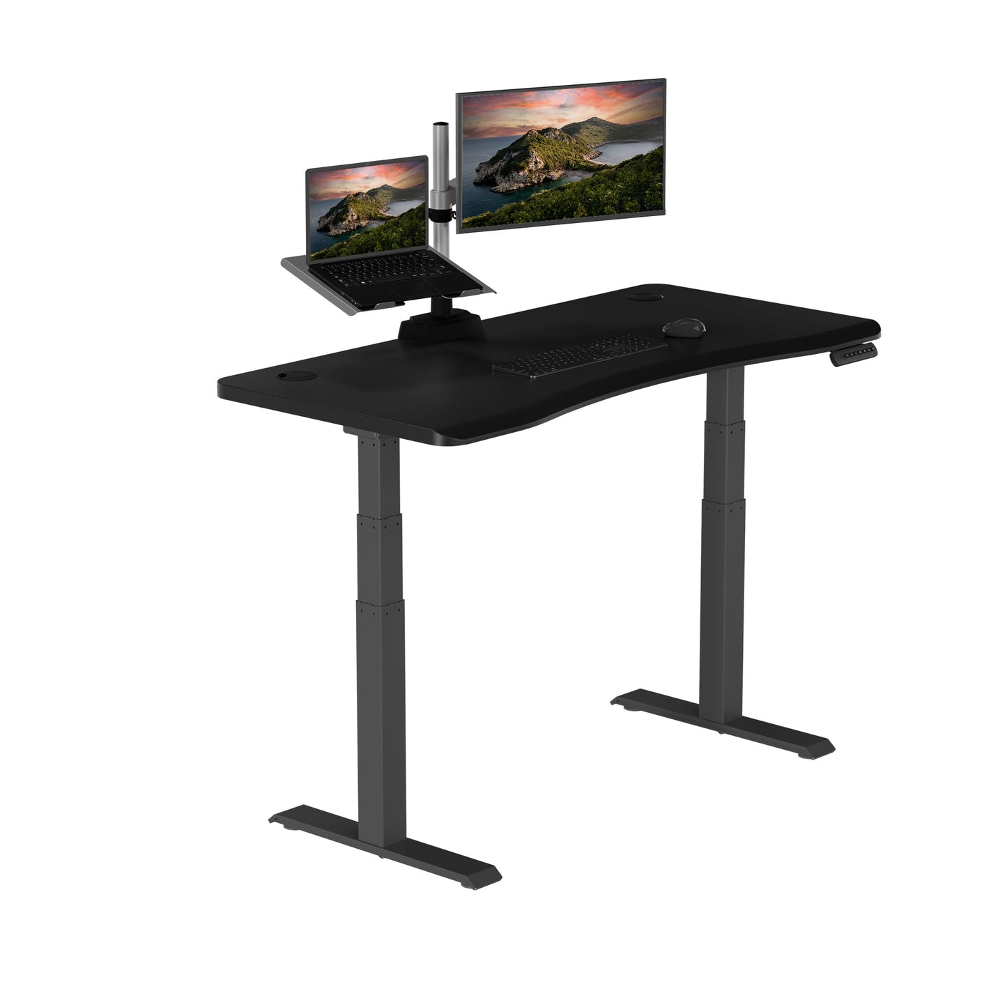 Electric Standing Desk with Ergonomic Curved Top