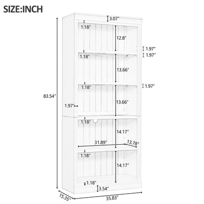 Tall Bookcase with LED Lighting & Adjustable Shelves
