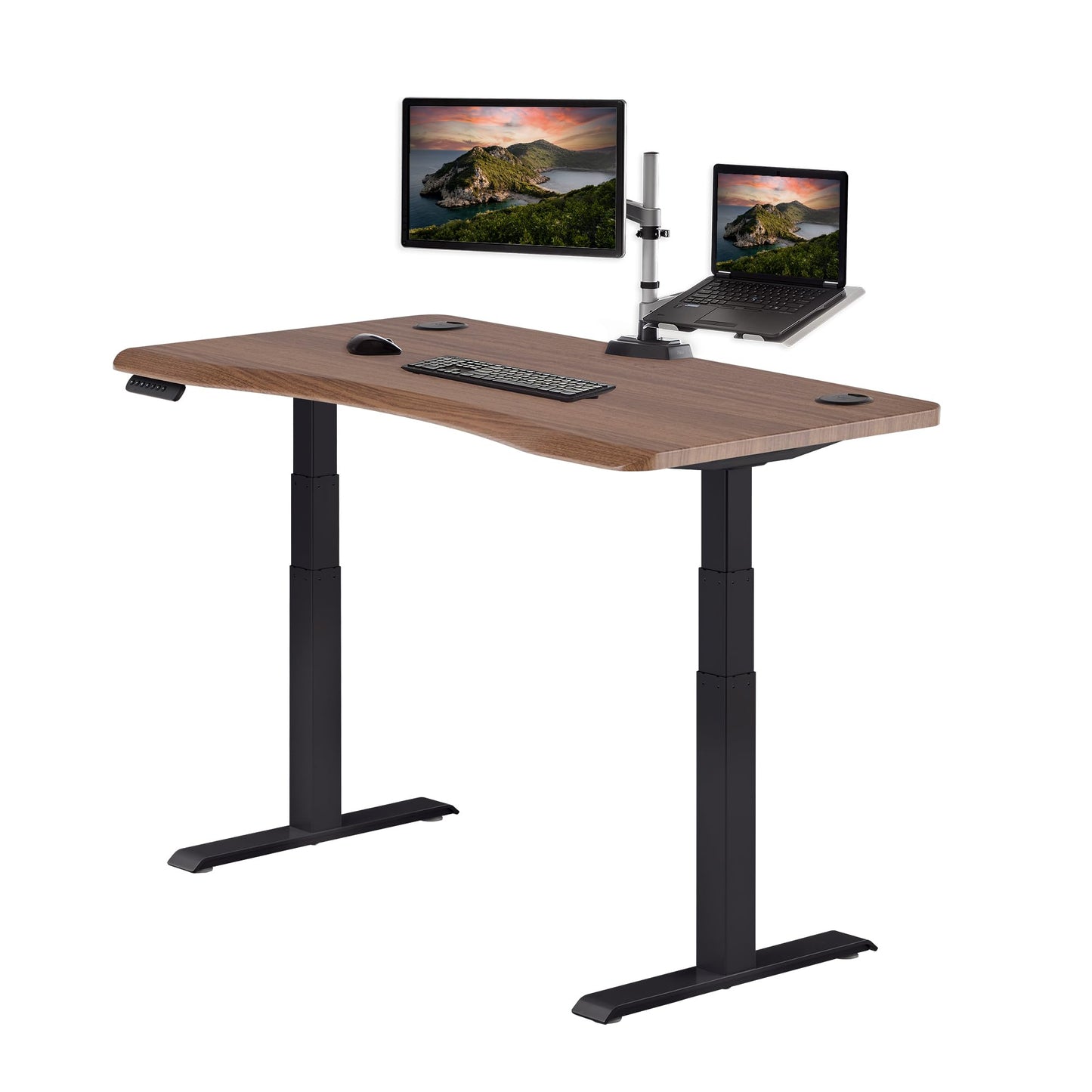 Electric Standing Desk with Ergonomic Curved Top