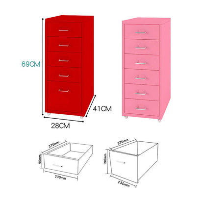 5-Drawer Rolling Metal File Cabinet