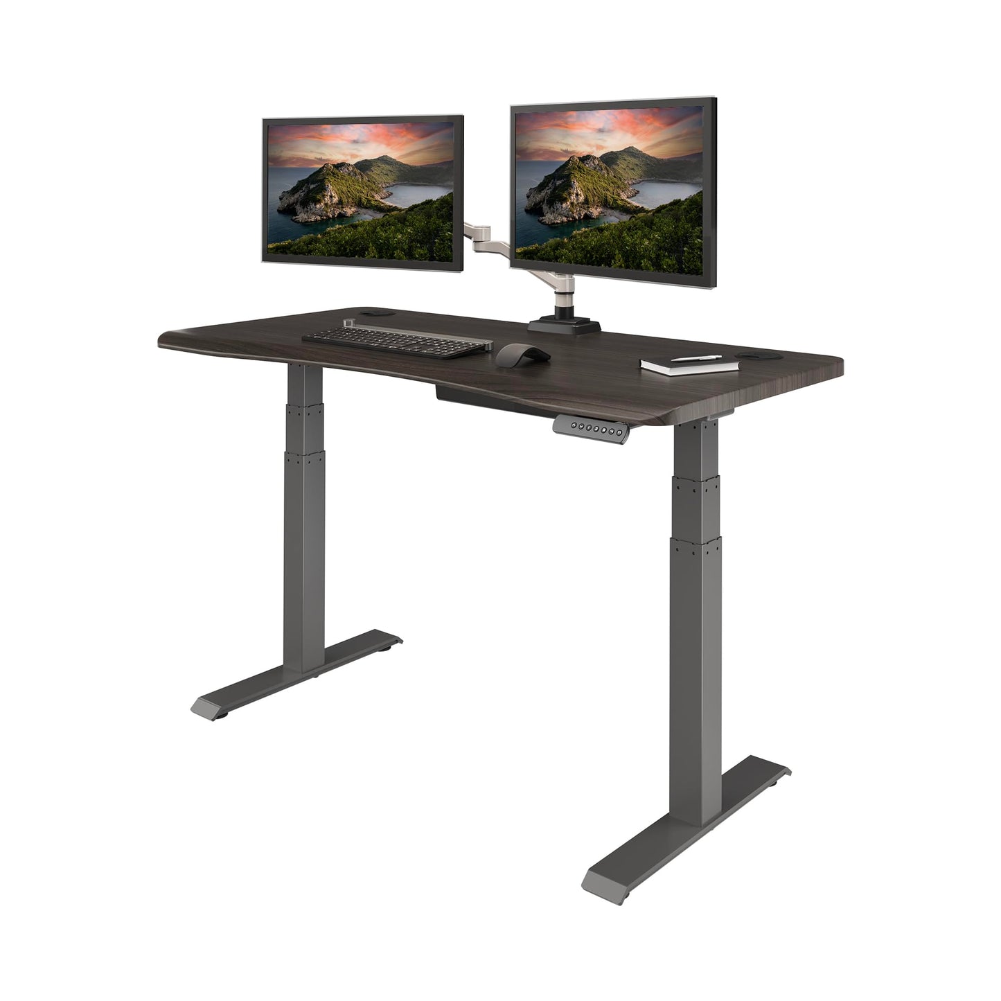 Electric Standing Desk with Ergonomic Curved Top