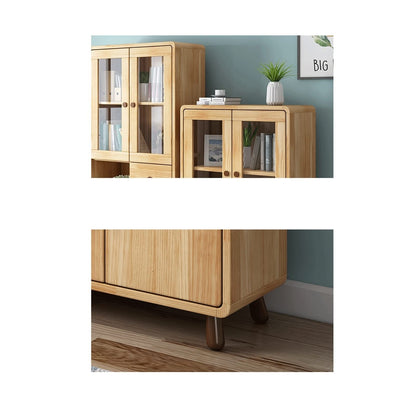 Bookcase with Glass Doors & Storage Cabinet