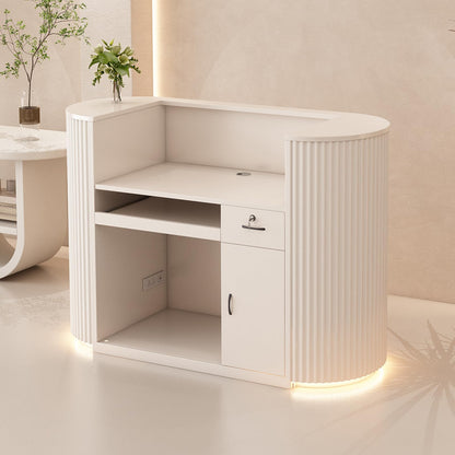 Reception Desk with Storage Cabinet & LED Lighting