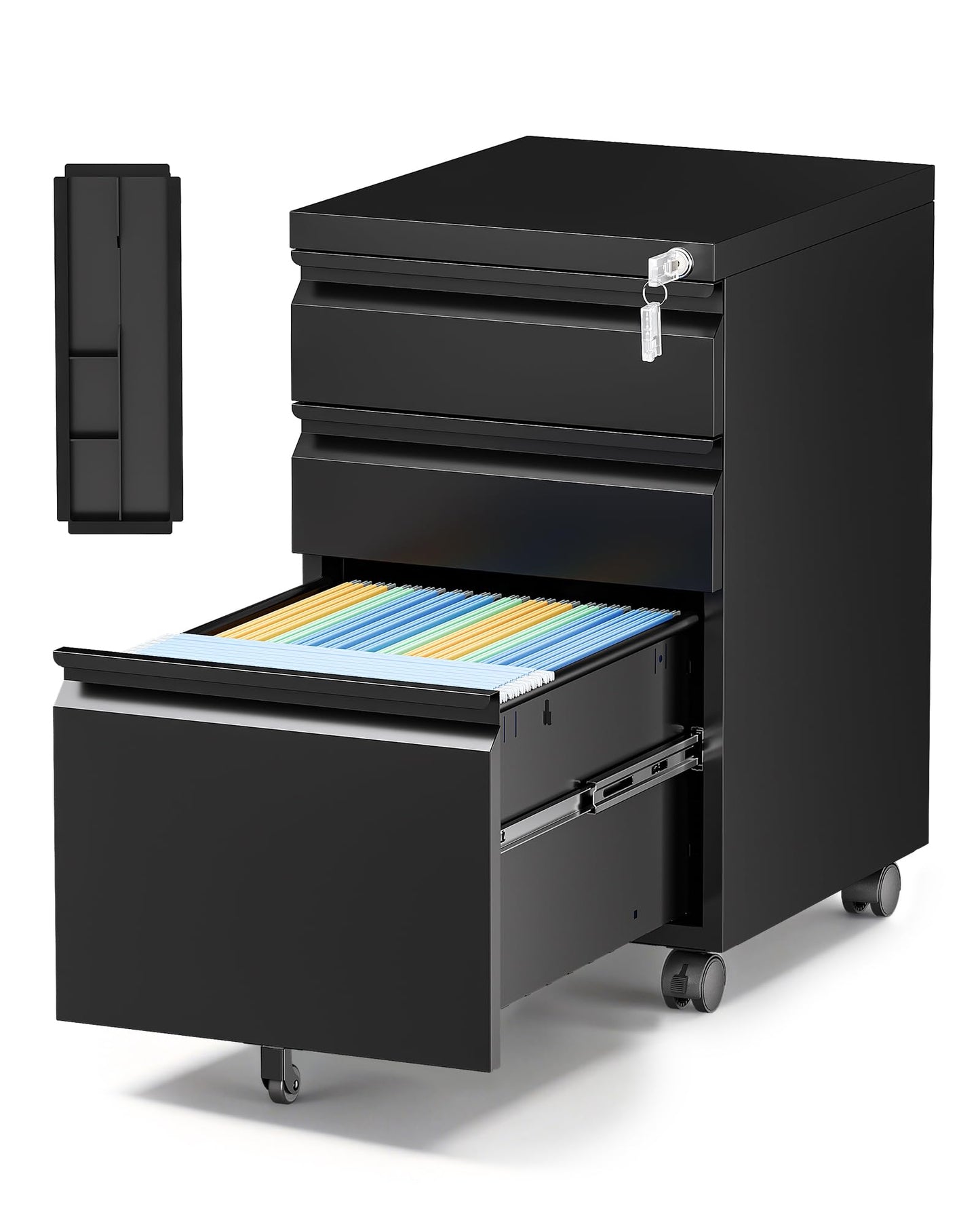 Mobile Lateral File Cabinet with Storage Shelves