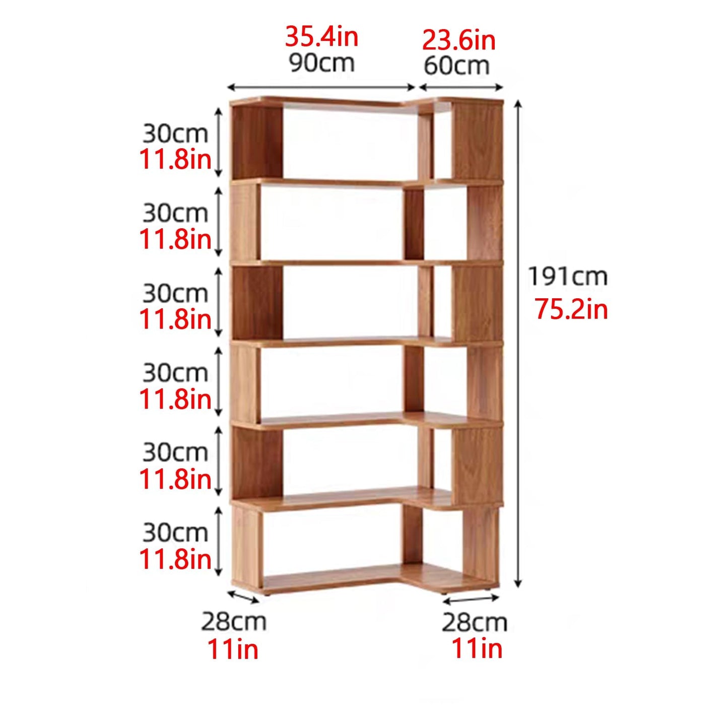L-Shaped Corner Bookshelf Storage Rack