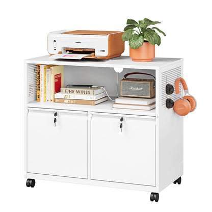Mobile Lateral File Cabinet with Storage Shelves