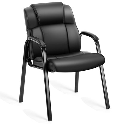 Leather Reception Guest Chair with Padded Arms