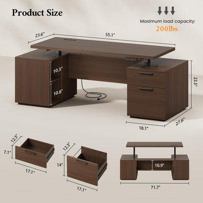 Electric Standing Desk with Drawers & Storage