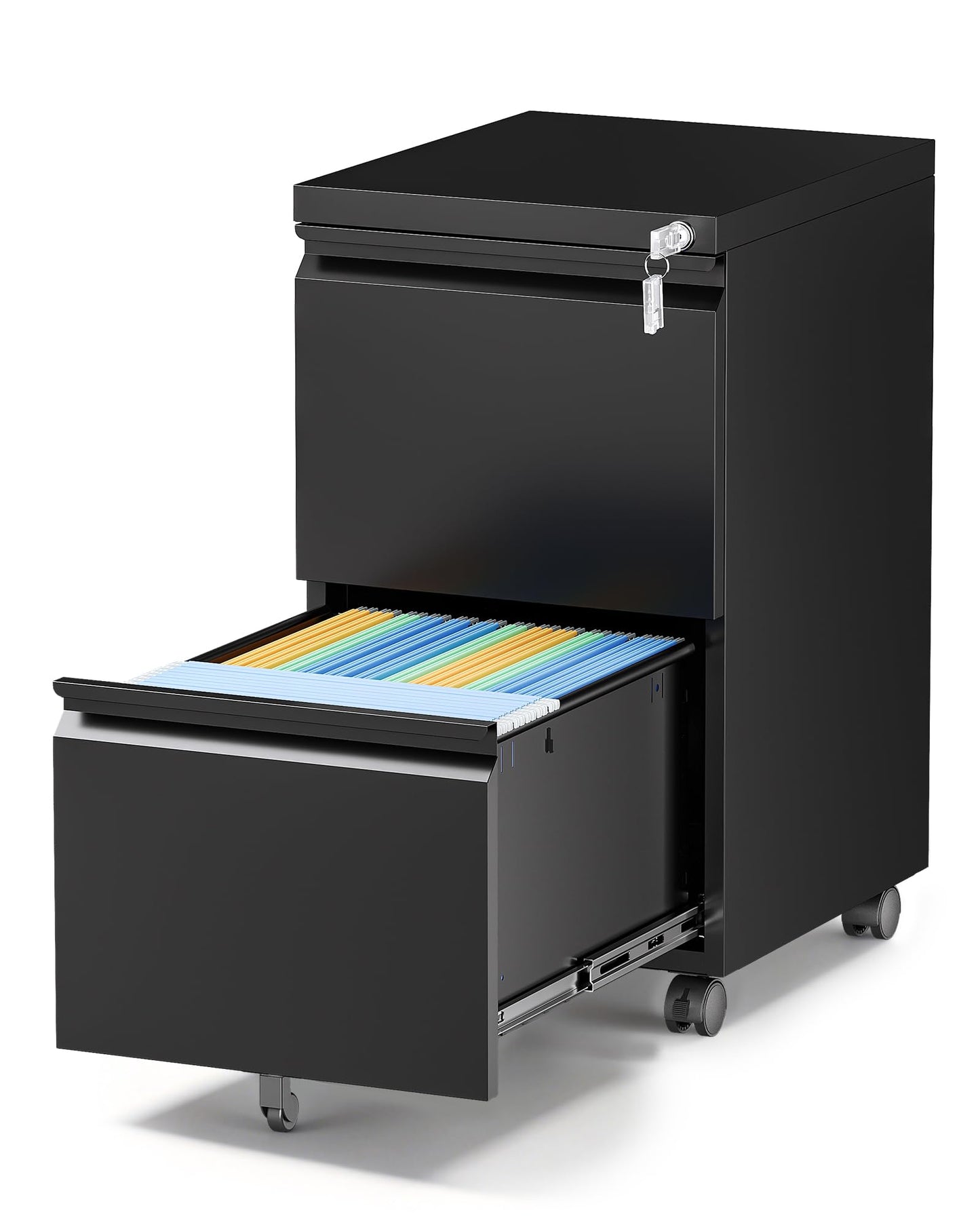 Mobile Lateral File Cabinet with Storage Shelves