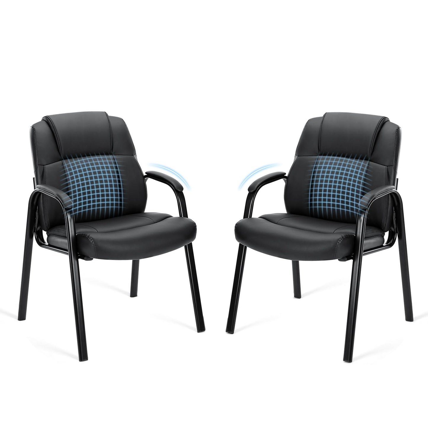 Leather Reception Guest Chair with Padded Arms