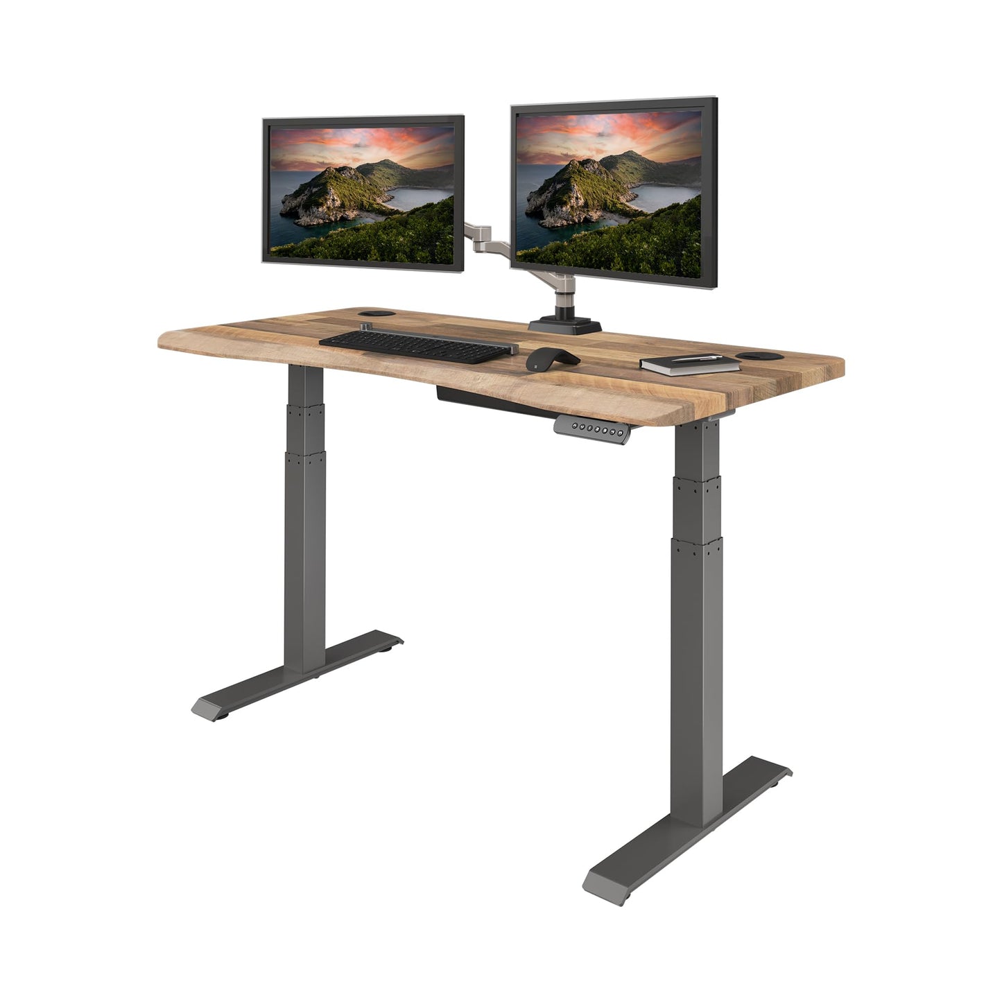 Electric Standing Desk with Ergonomic Curved Top