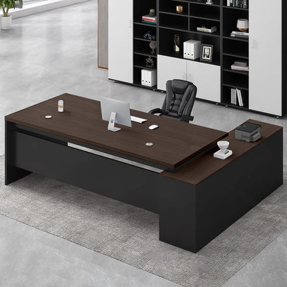 Executive L-Shaped Office Desk with Storage Cabinets